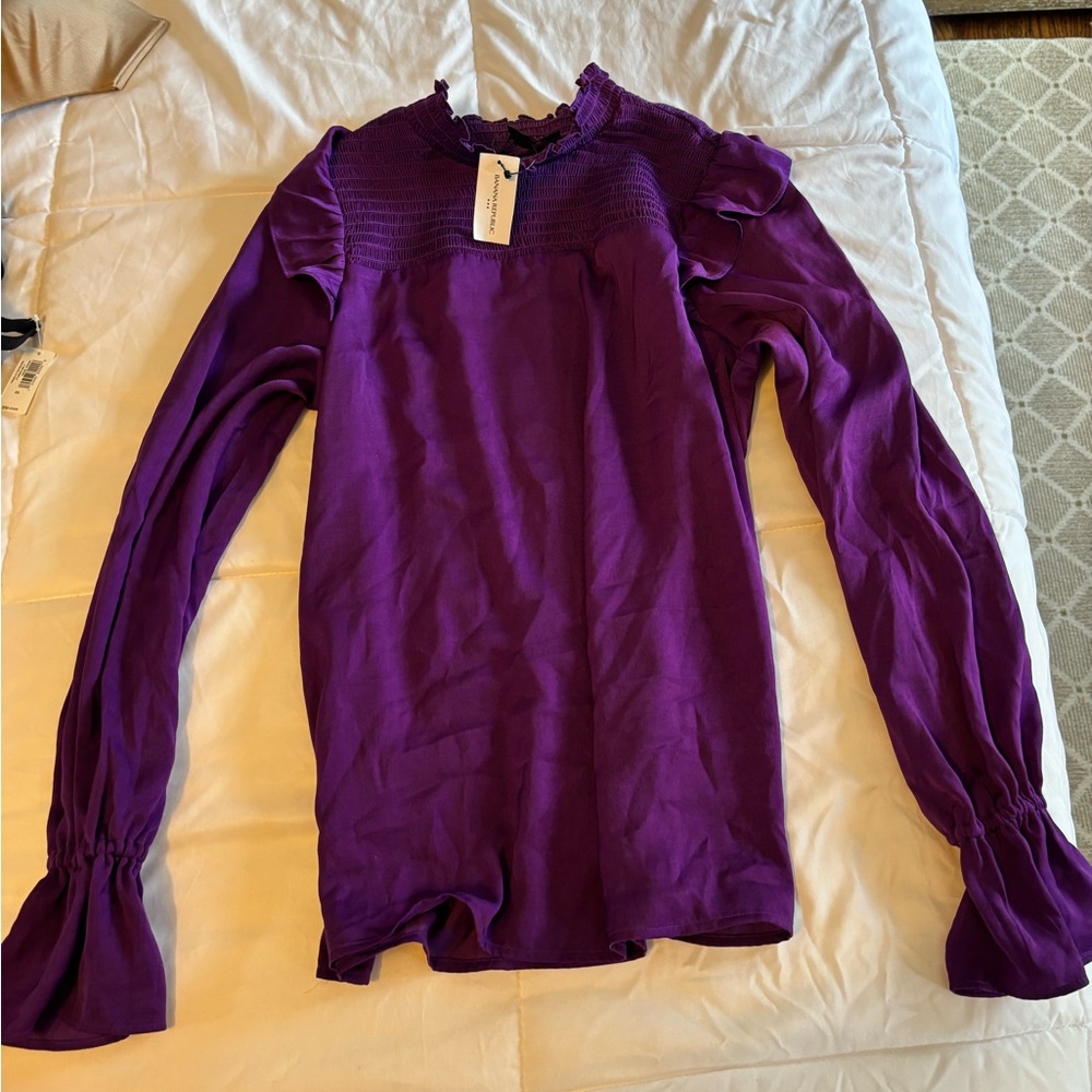 Banana Republic Purple Ruffle Blouse